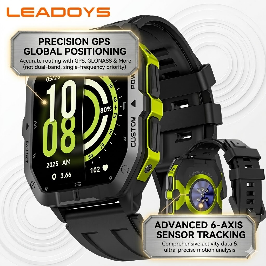 Smartwatch Rugged Watches For Men - Умные часы LEADOYS GPS с 6-звездочной