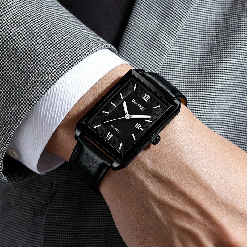 Smartwatch Square Watches For Men - Повседневные кожаные мужские часы, модные квадратные