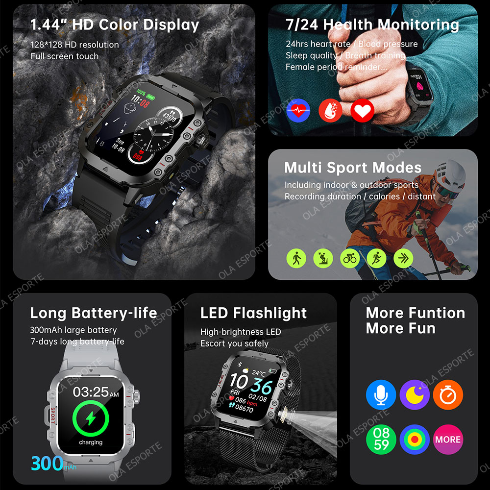 Новые прочные военные смарт-ча – обзор и цена Smartwatch Rugged Watches For Men