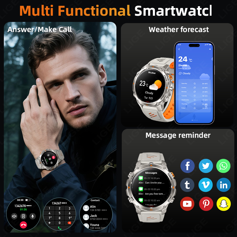 LIGE прочные GPS трековые умны – обзор и цена Watch Smart Smartwatch