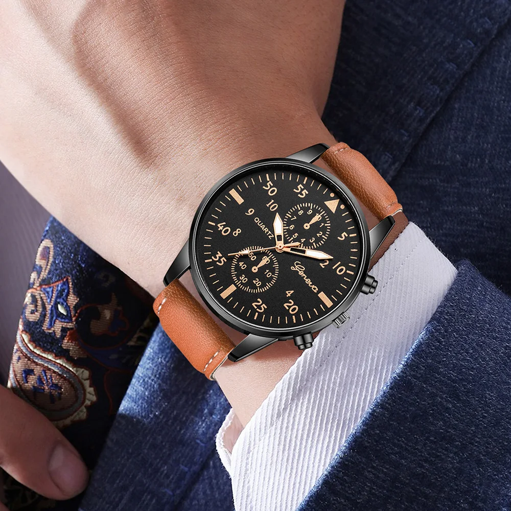Набор из 3 мужских часов Genev – обзор и цена Smartwatch Vintage Watches For Men